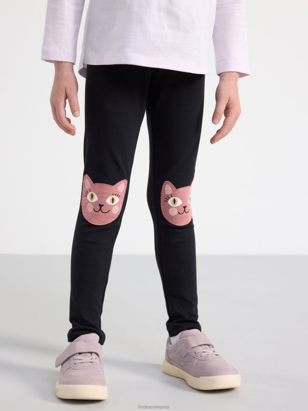 îmbrăcăminte VHZ2F2524 jambiere cu pisici copii negru Lindex