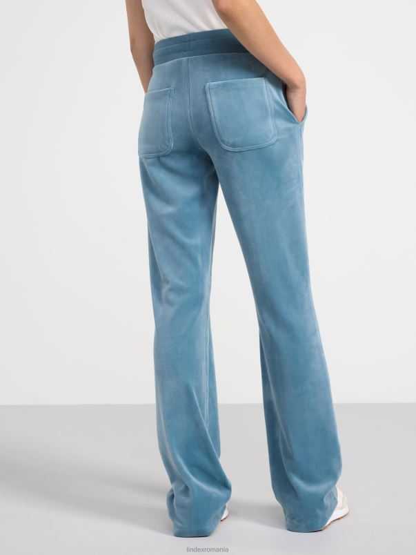 îmbrăcăminte VHZ2F2540 pantaloni evazați din velur copii albastru deschis praf Lindex