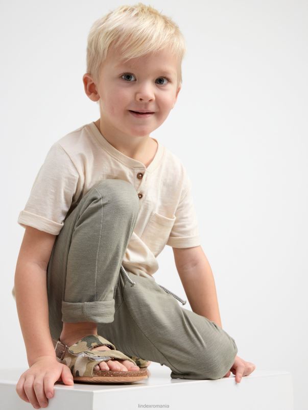 îmbrăcăminte VHZ2F2542 pantaloni din jerseu slub copii kaki ușor praf Lindex