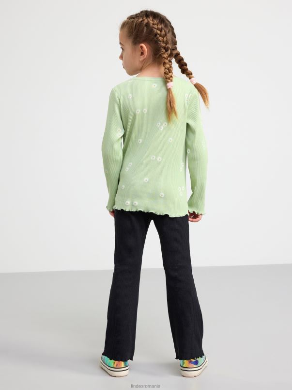 îmbrăcăminte VHZ2F2547 jambiere evazate cu nervuri copii negru Lindex