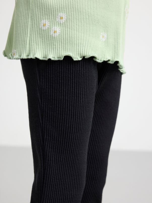 îmbrăcăminte VHZ2F2547 jambiere evazate cu nervuri copii negru Lindex