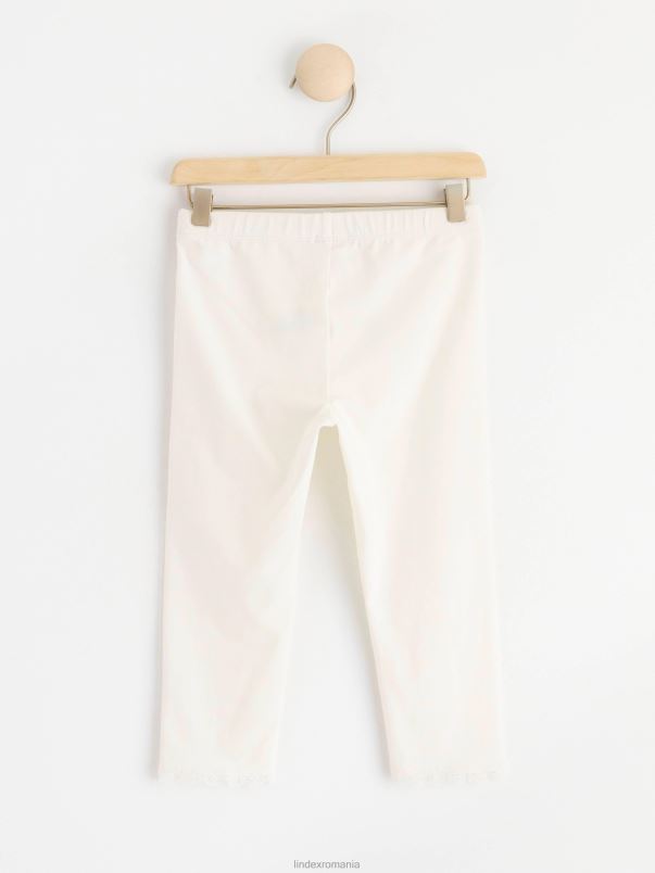 îmbrăcăminte VHZ2F2560 jambiere capri cu dantelă copii alb praf deschis Lindex