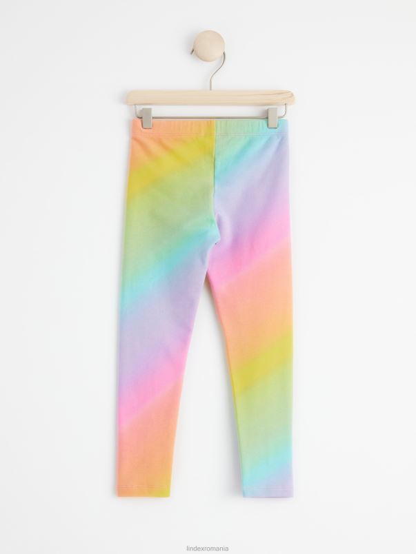 îmbrăcăminte VHZ2F2562 jambiere cu imprimeu curcubeu și periat în interior copii roz Lindex