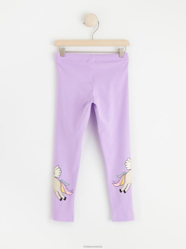 îmbrăcăminte VHZ2F2573 jambiere cu unicorni copii liliac deschis Lindex