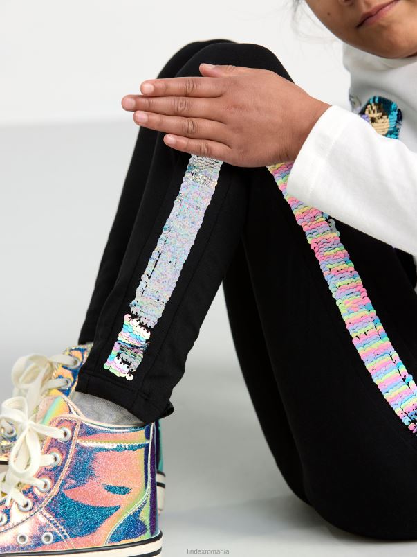 îmbrăcăminte VHZ2F2592 jambiere cu paiete reversibile copii negru Lindex