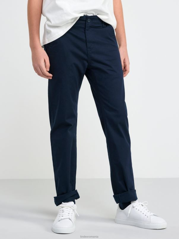 îmbrăcăminte VHZ2F2593 pantaloni chino drepte cu talie regulată staffan copii bleumarin inchis Lindex