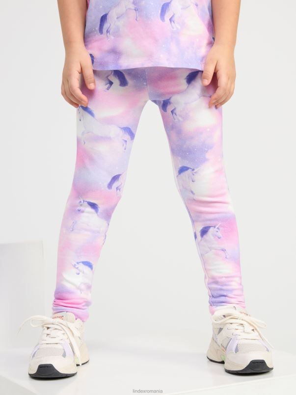 îmbrăcăminte VHZ2F2601 jambiere cu interior periat și unicorni copii alb praf deschis Lindex