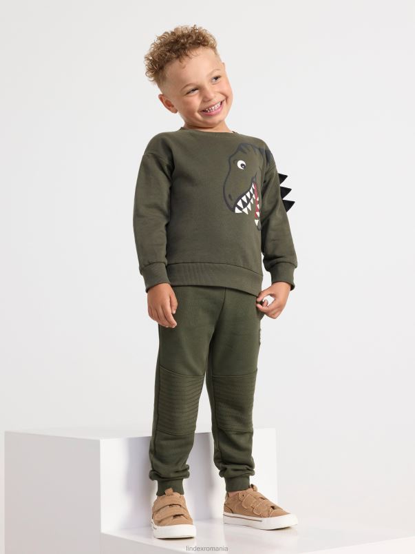 îmbrăcăminte VHZ2F2637 joggeri cu genunchi întăriți copii verde kaki închis Lindex