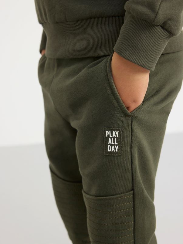 îmbrăcăminte VHZ2F2637 joggeri cu genunchi întăriți copii verde kaki închis Lindex