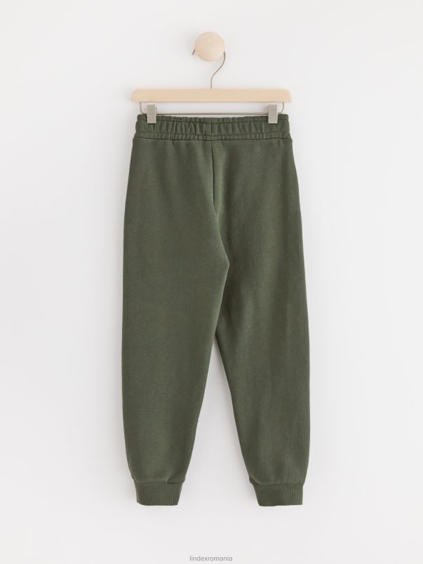 îmbrăcăminte VHZ2F2637 joggeri cu genunchi întăriți copii verde kaki închis Lindex
