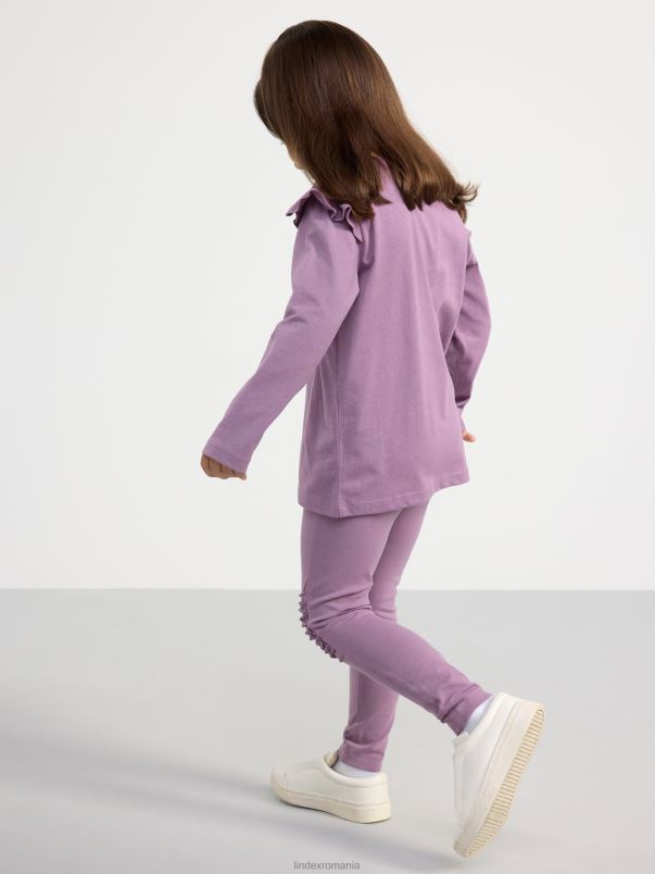 îmbrăcăminte VHZ2F2670 Pachet de 2 jambiere cu volan copii liliac închis Lindex