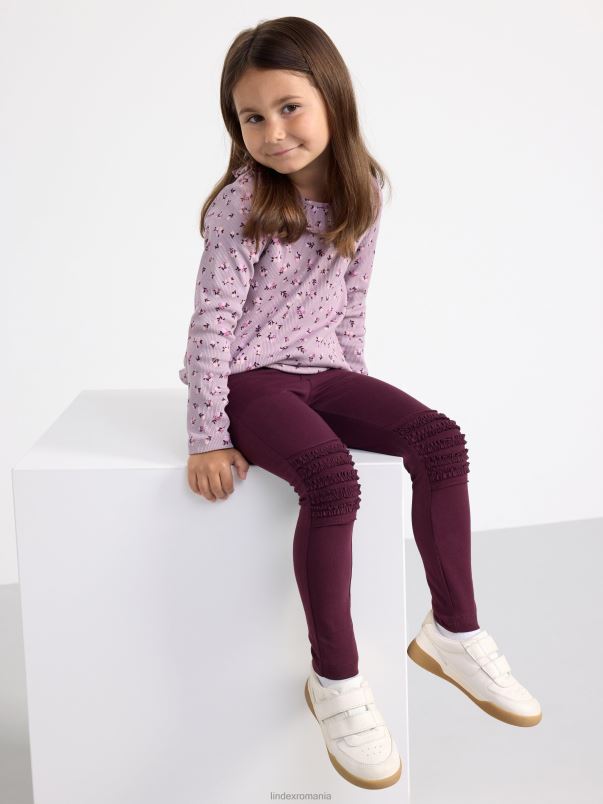 îmbrăcăminte VHZ2F2670 Pachet de 2 jambiere cu volan copii liliac închis Lindex