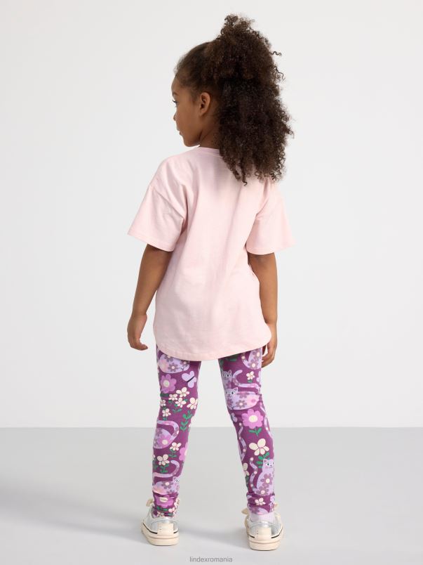 îmbrăcăminte VHZ2F2671 jambiere cu pisici și flori copii liliac Lindex