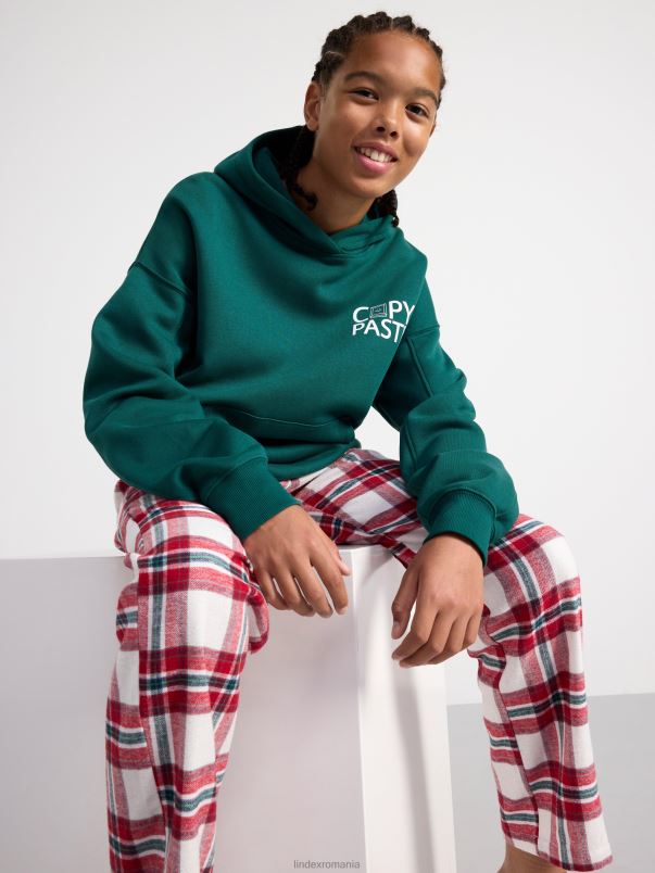 îmbrăcăminte VHZ2F3483 pantaloni de pijama din flanel cu model in carouri copii alb praf deschis Lindex