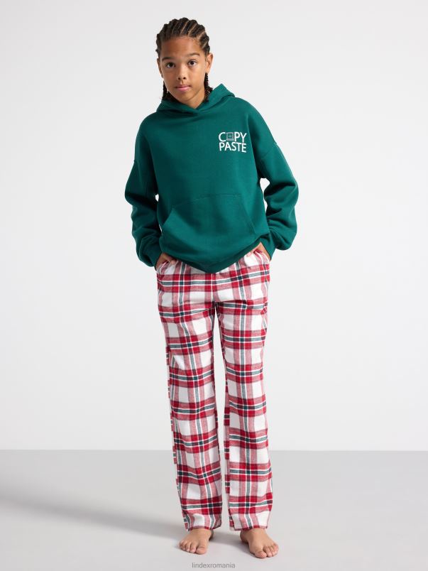 îmbrăcăminte VHZ2F3483 pantaloni de pijama din flanel cu model in carouri copii alb praf deschis Lindex