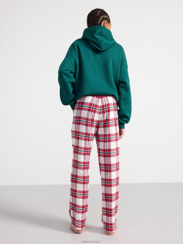 îmbrăcăminte VHZ2F3483 pantaloni de pijama din flanel cu model in carouri copii alb praf deschis Lindex