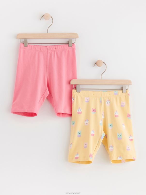 îmbrăcăminte VHZ2F2566 Pachet de 2 pantaloni scurți pentru ciclism copii lumină galbenă Lindex