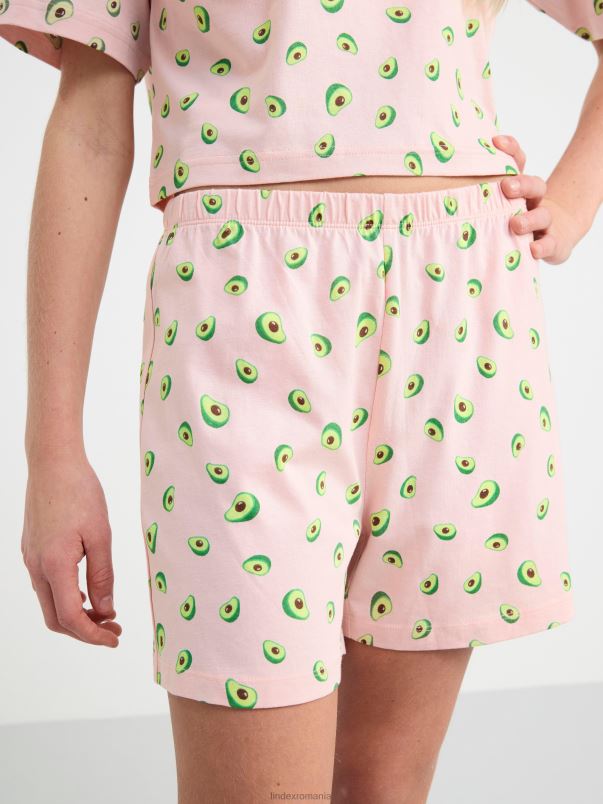 îmbrăcăminte VHZ2F3509 Set pijama cu top și pantaloni scurți copii roz praf deschis Lindex