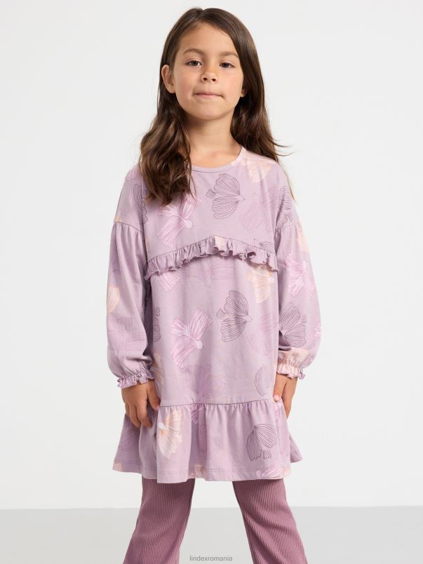 îmbrăcăminte VHZ2F3078 rochie cu detalii cu volan copii liliac praf deschis Lindex