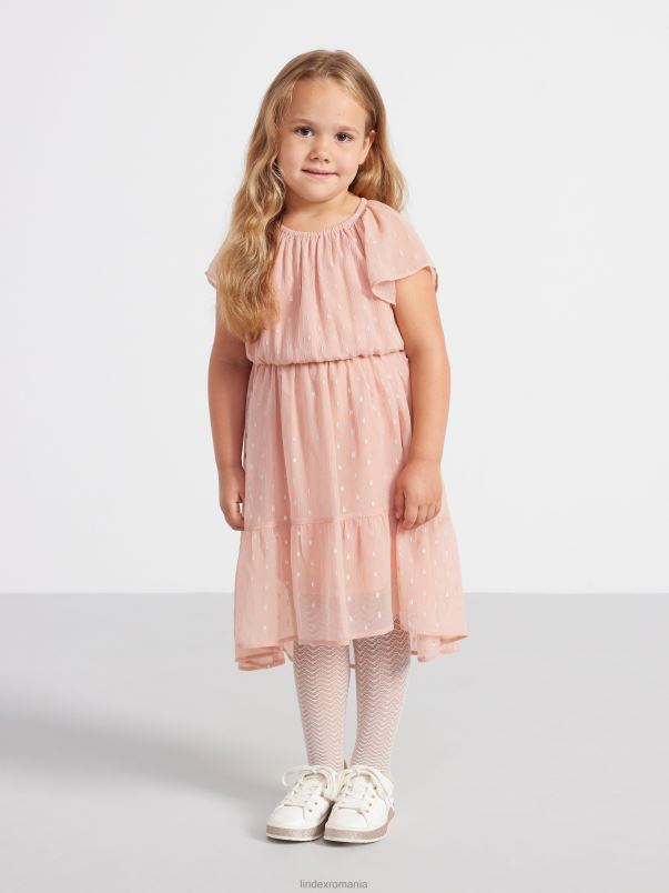 îmbrăcăminte VHZ2F3083 rochie din sifon cu maneca scurta copii roz praf Lindex