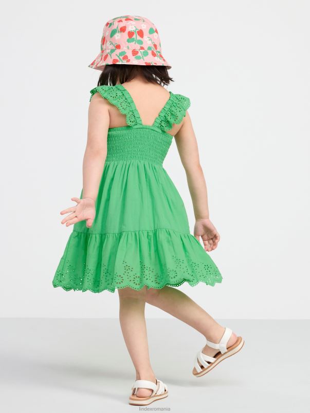 îmbrăcăminte VHZ2F3097 rochie cu bluza și broderie englezească copii verde Lindex