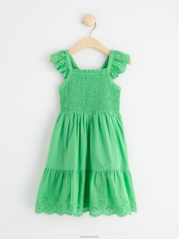 îmbrăcăminte VHZ2F3097 rochie cu bluza și broderie englezească copii verde Lindex