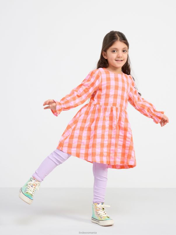 îmbrăcăminte VHZ2F3105 rochie cu maneca lunga in carouri copii roz deschis Lindex