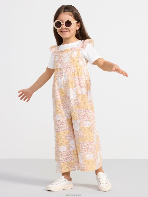 îmbrăcăminte VHZ2F3863 salopeta cu flori copii galben praf deschis Lindex