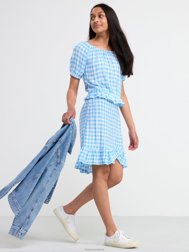 îmbrăcăminte VHZ2F2922 bluză cu mâneci bufante copii albastru deschis praf Lindex