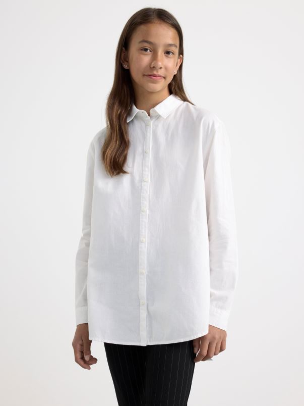 îmbrăcăminte VHZ2F3844 camasa cu maneca lunga copii aproape alb Lindex