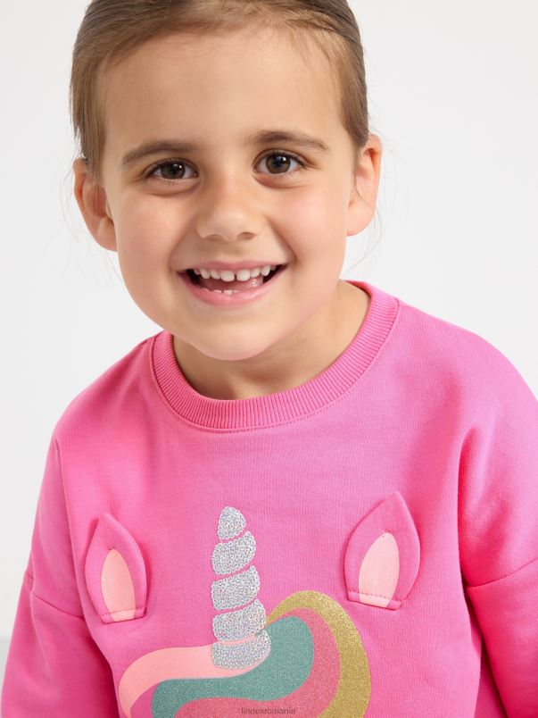 îmbrăcăminte VHZ2F3392 hanorac cu interior periat și unicorn copii roz Lindex