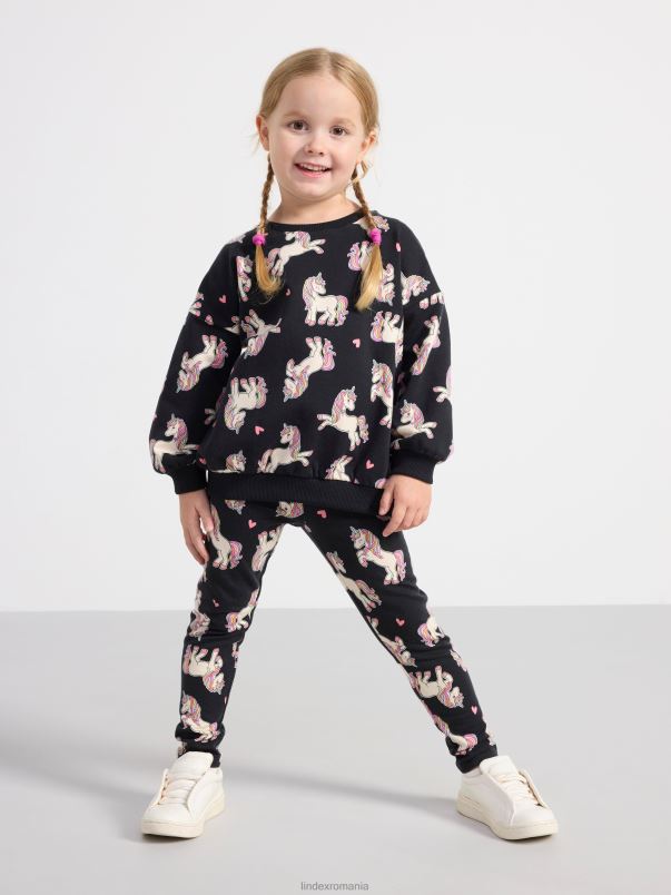 îmbrăcăminte VHZ2F3410 hanorac cu unicorni copii negru Lindex