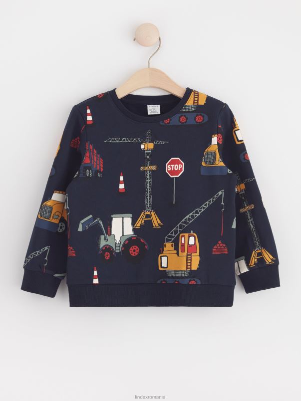 îmbrăcăminte VHZ2F3428 hanorac cu vehicule de lucru copii bleumarin inchis Lindex