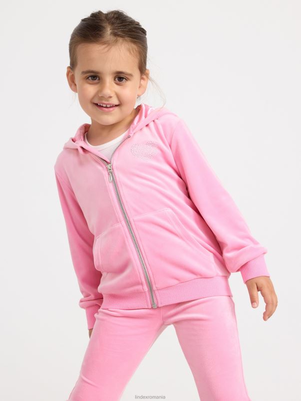 îmbrăcăminte VHZ2F3433 hanorac din velur cu fermoar copii roz Lindex