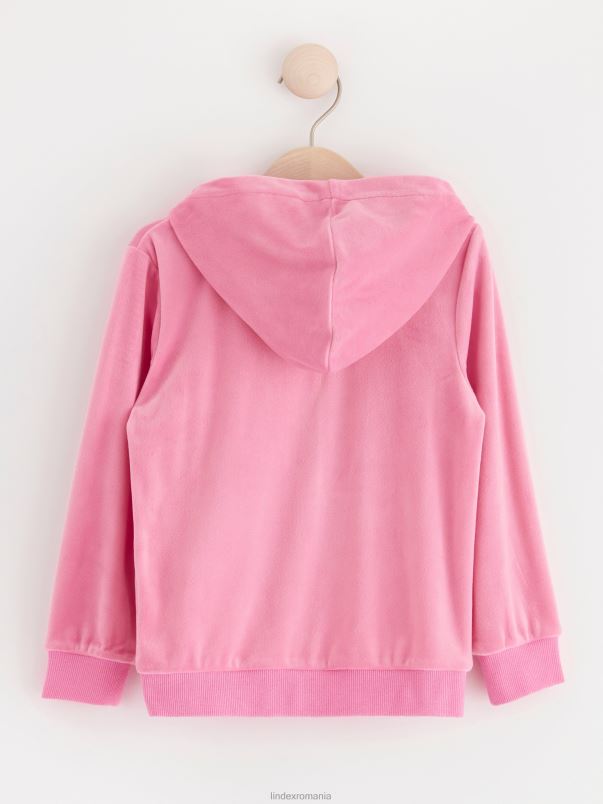 îmbrăcăminte VHZ2F3433 hanorac din velur cu fermoar copii roz Lindex