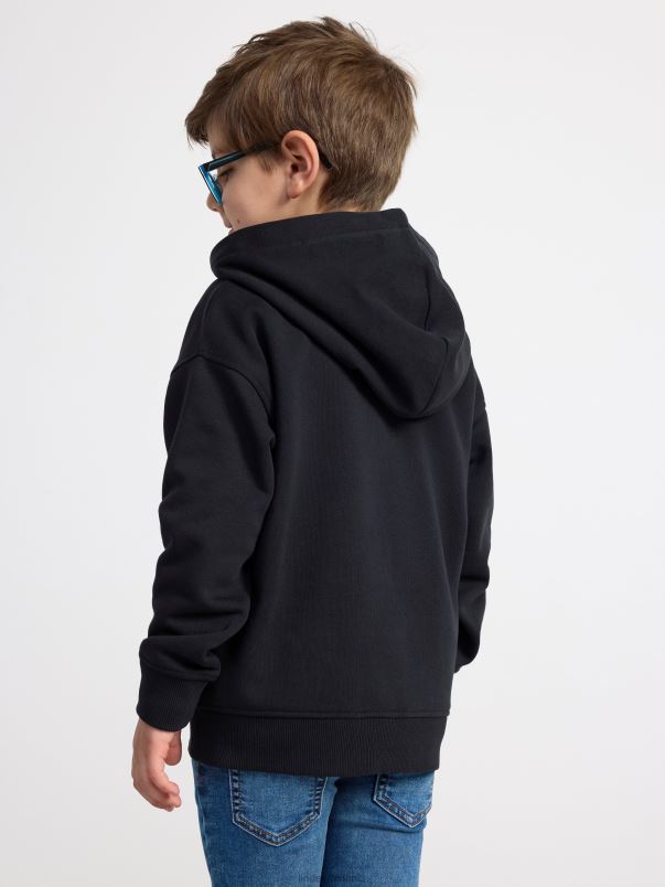 îmbrăcăminte VHZ2F3445 hanorac din bumbac cu fermoar și interior periat copii negru Lindex