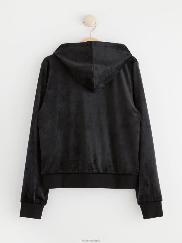îmbrăcăminte VHZ2F3451 hanorac din velur cu fermoar copii negru Lindex