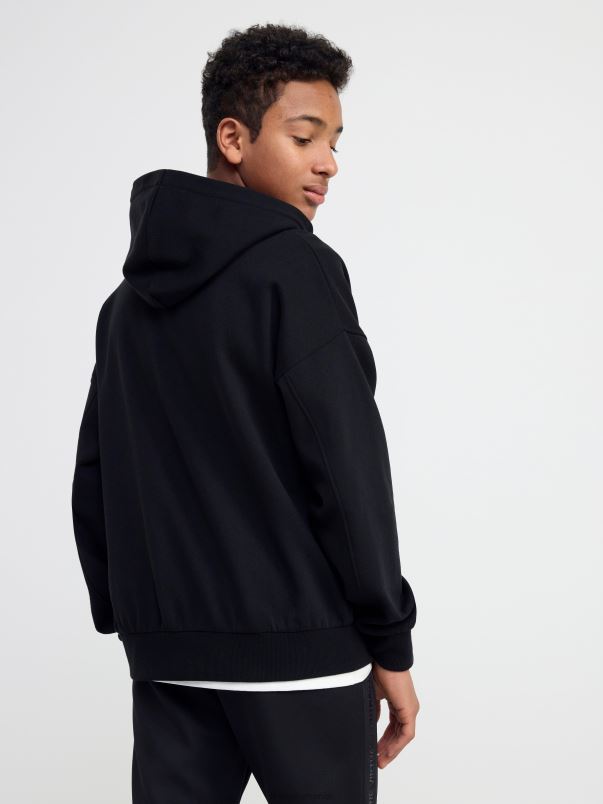 îmbrăcăminte VHZ2F3456 hanorac cu fermoar și interior periat copii negru Lindex