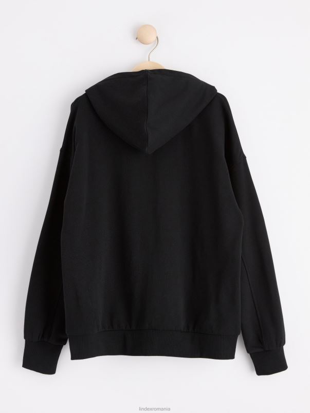 îmbrăcăminte VHZ2F3456 hanorac cu fermoar și interior periat copii negru Lindex