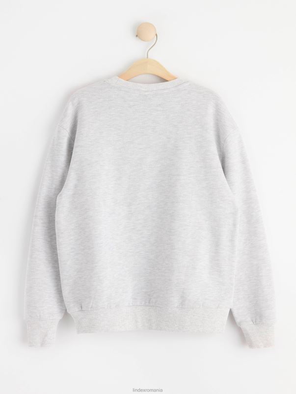 îmbrăcăminte VHZ2F3459 hanorac cu imprimeu printre noi și periat în interior copii melange gri deschis Lindex