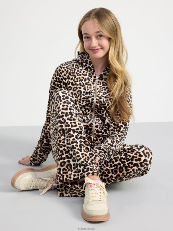 îmbrăcăminte VHZ2F3460 hanorac din velur cu fermoar copii bej deschis Lindex