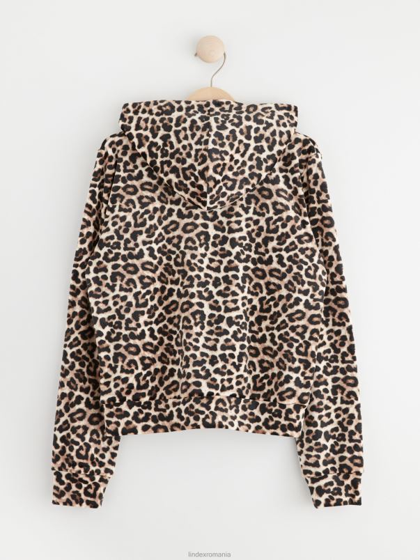 îmbrăcăminte VHZ2F3460 hanorac din velur cu fermoar copii bej deschis Lindex