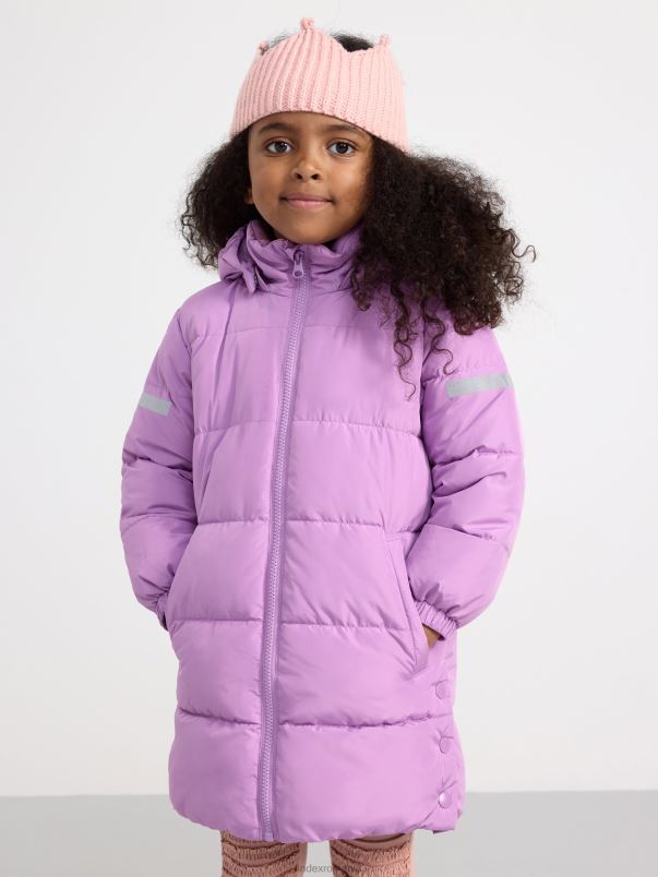 îmbrăcăminte VHZ2F2964 jachetă puf lung impermeabilă copii liliac praf deschis Lindex