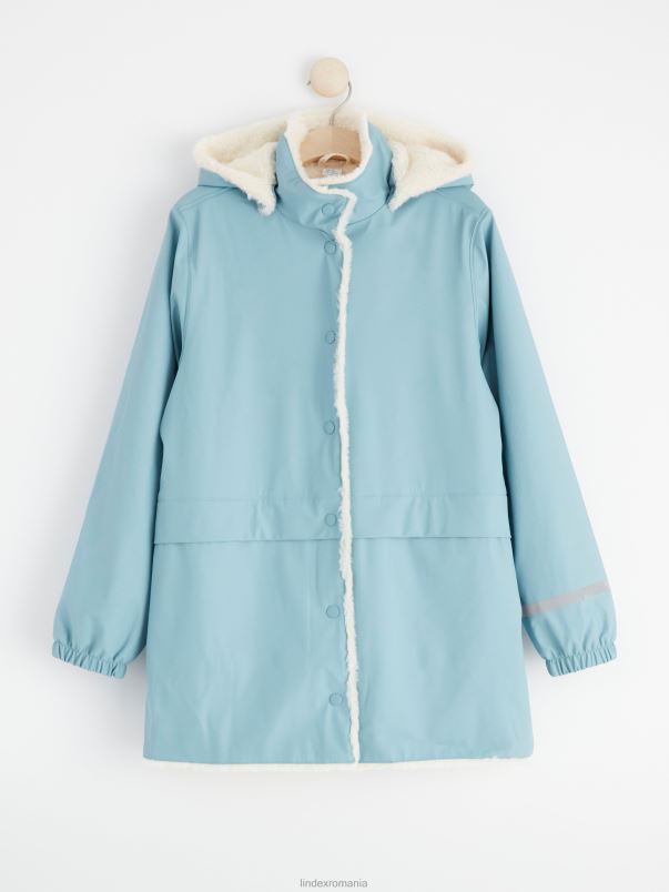 îmbrăcăminte VHZ2F3025 pelerină de ploaie cu căptușeală de blană falsă copii turcoaz ușor praf Lindex