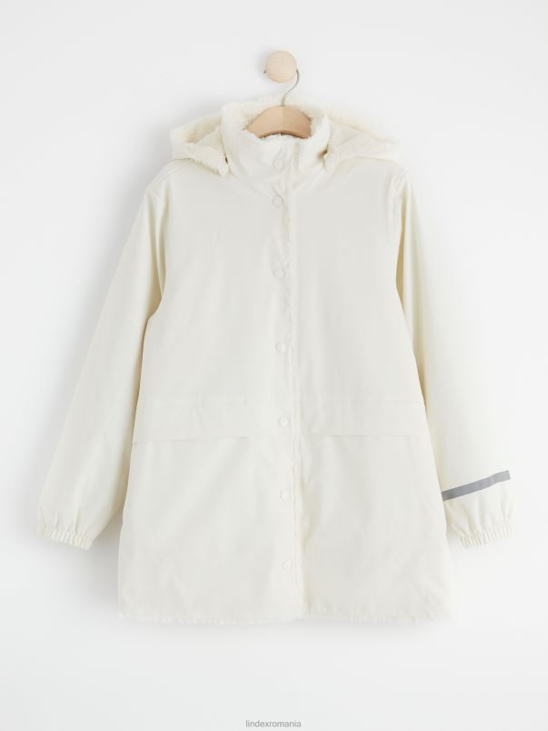 îmbrăcăminte VHZ2F3030 pelerină de ploaie cu căptușeală de blană falsă copii alb praf deschis Lindex