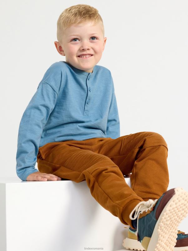 îmbrăcăminte VHZ2F2721 top cu maneca lunga cu nasturi copii albastru deschis praf Lindex