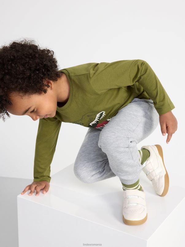 îmbrăcăminte VHZ2F2722 Pachet de 2 topuri cu mâneci lungi cu dinozauri copii albastru praf închis Lindex