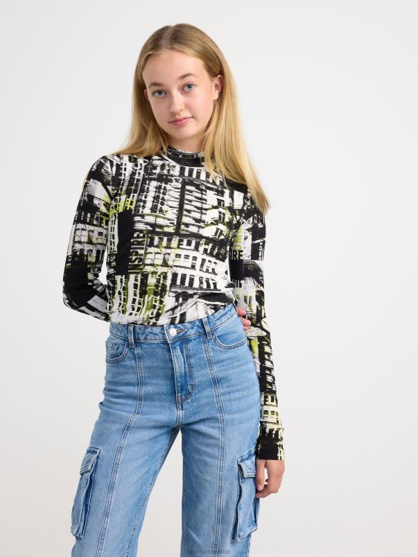 îmbrăcăminte VHZ2F2730 top cu mânecă lungă cu model peste tot copii aproape alb Lindex