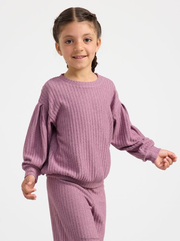 îmbrăcăminte VHZ2F2743 pulover cu mânecă lungă cu nervuri copii liliac prăfuit Lindex