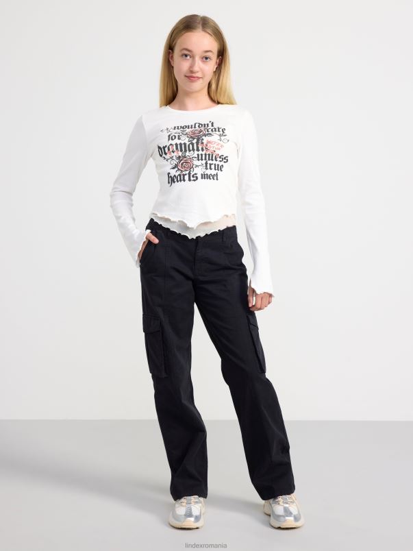 îmbrăcăminte VHZ2F2750 top cu maneca lunga cu imprimeu si plasa copii aproape alb Lindex